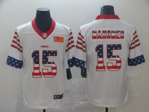 Kansas City Chiefs 15 Patrick Mahomes White USA Flag Fashion Limited Jersey