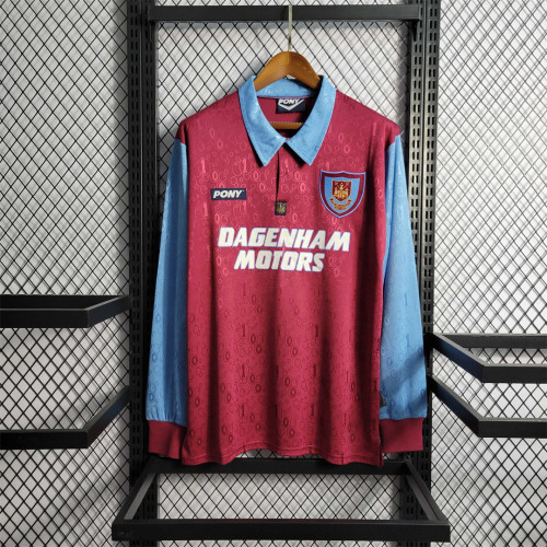 Long Sleeve Retro Jersey 1995-1997 West Ham United Home Soccer Jersey
