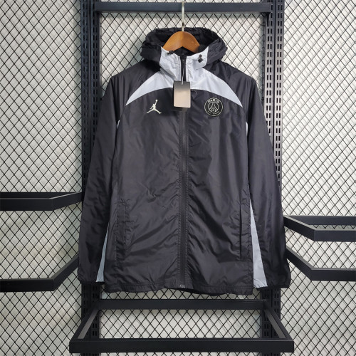 2023-2024 PSG Black Soccer Windbreaker Jacket
