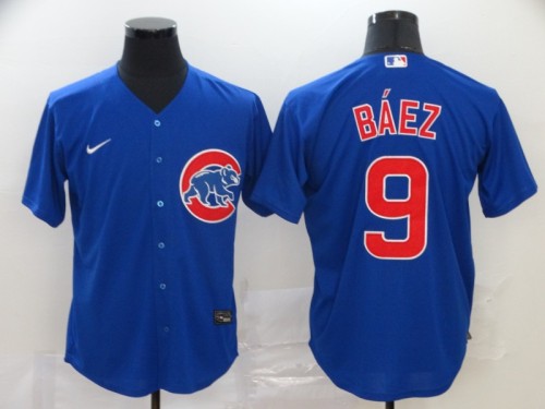 Chicago Cubs 9 BAEZ Blue 2020 Cool Base Jersey