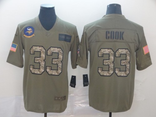 Minnesota Vikings 33 Dalvin Cook 2019 Olive Camo Salute To Service Limited Jersey