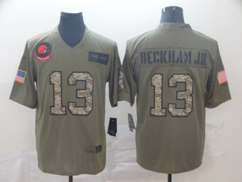 Cleveland Browns 13 Odell Beckham Jr. 2019 Olive Camo Salute To Service Limited Jersey