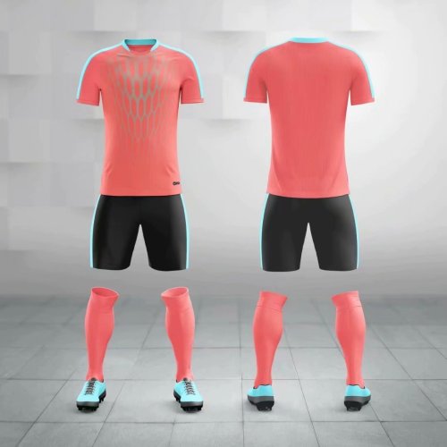 M8612 Fluorescent Orange Tracking Suit Adult Uniform Soccer Jersey Shorts