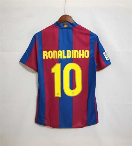 Retro Jersey 2007-2008 Barcelona RONALDINHO 10 Home Soccer Jersey