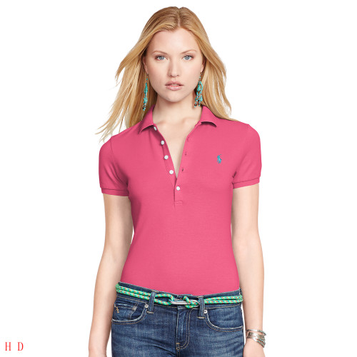 Women Rose Ralph Polo with Blue Small Logo