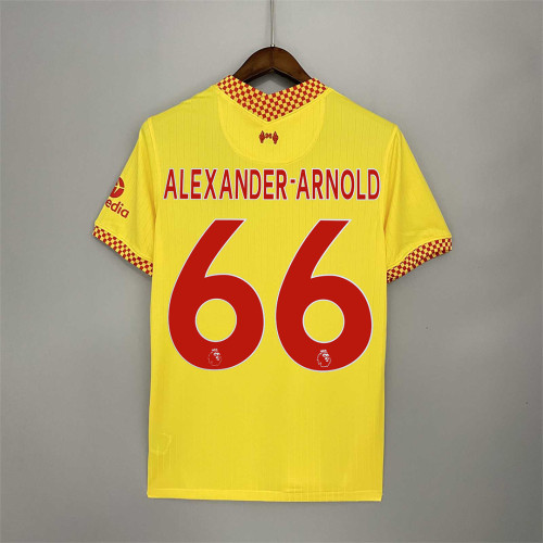 Fans Version 2021-2022 Liverpool 66 ALEXANDER-ARNOLD 3rd Away Yellow Soccer Jersey