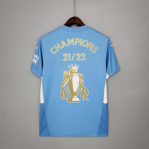 Fans Version Manchester City CHAMPIONS 21/22 Home Soccer Jersey