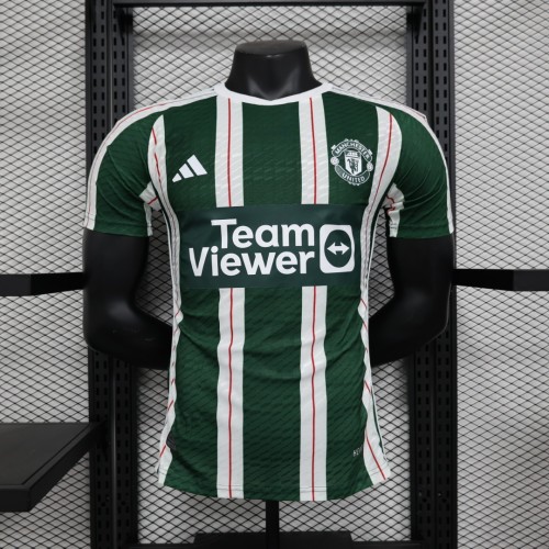 Man United Shirt Player Version 2023-2024 Manchester United Away Green Soccer Jersey