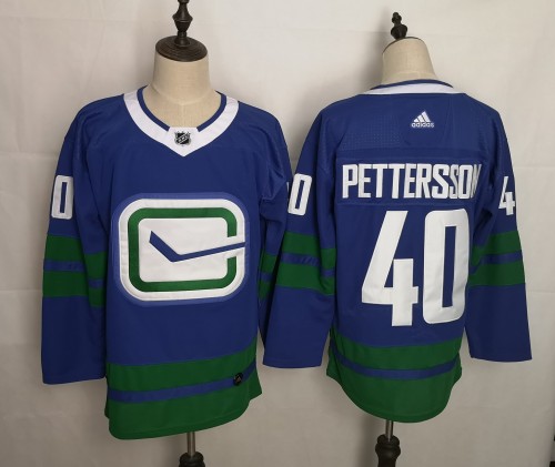 Long Sleeve Vancouver Canucks #40 PETTERSSON Blue NHL Hockey Jersey