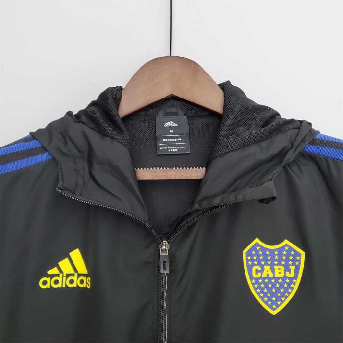 2022 Boca Juniors Black Soccer Windbreaker Jacket