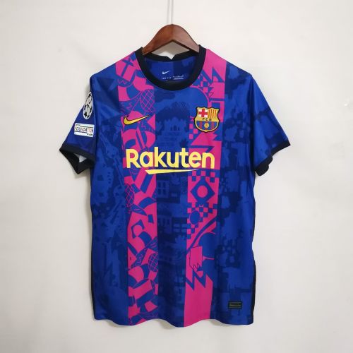 with UCL Patch Fans Version 2021-2022 Barcelona Third Away Soccer Jersey