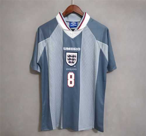 Retro Jersey 1996 England GASCOIGNE 8 Away Grey Soccer Jersey