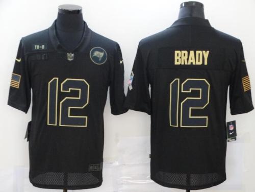 Buccaneers 12 Tom Brady Black 2020 Salute To Service Limited Jersey