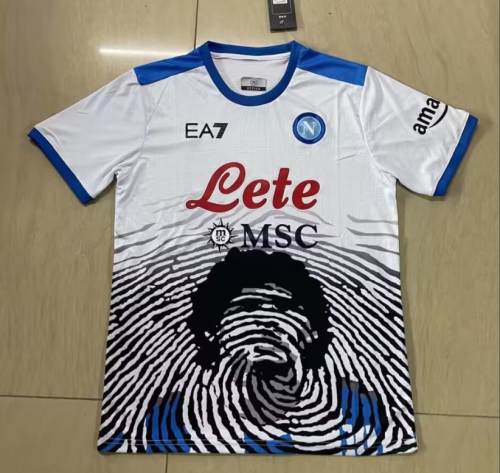 Retro Jersey 2021-2022 Calcio Napoli Maradona Version White Vintage Soccer Jersey