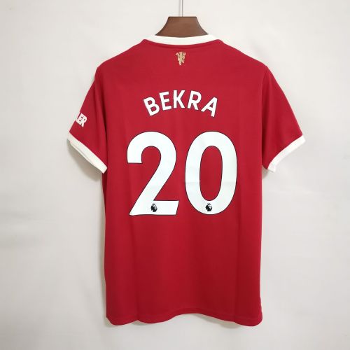 with EPL Patch Fans Version 2021-2022 Manchester United BEKRA 20 Home Soccer Jersey