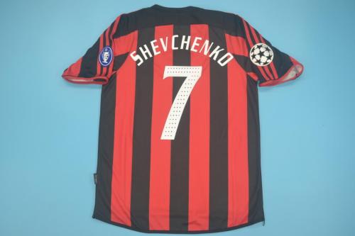 with UCL Front Patch Retro Jersey 2003-2004 Ac Milan 7 SHEVCHENKO Home Soccer Jersey