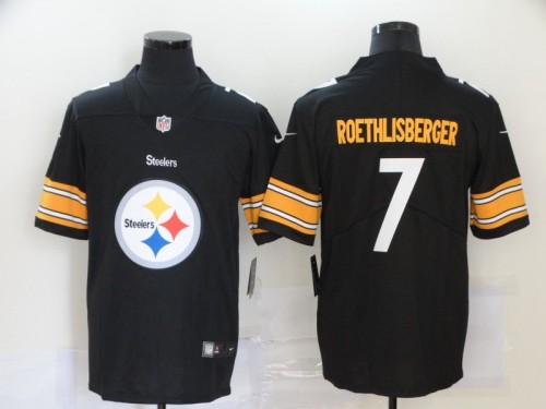 Pittsburgh Steelers 7 ROTHLISBERGER Black Team Big Logo Vapor Untouchable Limited Jersey