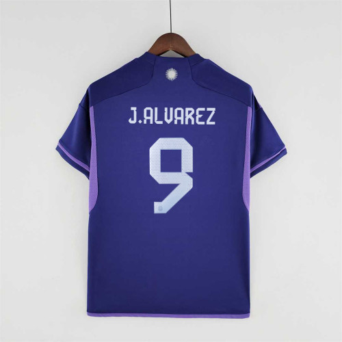 Fans Version 2022 World Cup Argentina J.ALVAREZ 9 Away Purple Soccer Jersey
