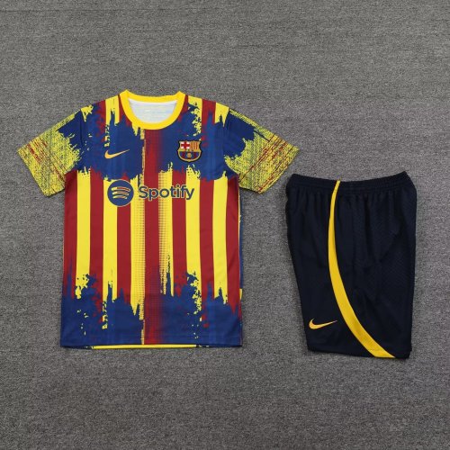 Adult Uniform 2023-2024 Barcelona Yellow Soccer Training Jersey and Shorts