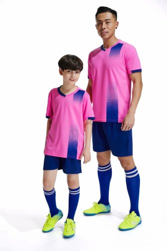 D8817 Pink Youth Set Adult Uniform Blank Soccer Training Jersey Shorts