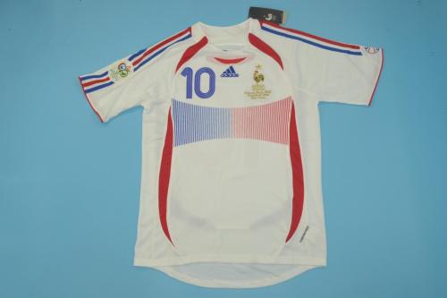 with Patch Retro Jersey 2006 10 ZIDANE France Away White Soccer Jersey