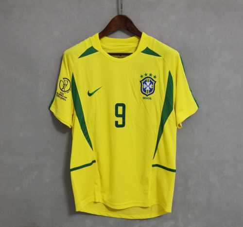 with Patch Retro Jersey 2002 Brazil RONALDO 9 Home Soccer Jersey