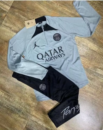 2023-2024 PSG Grey Soccer Training Sweater and Pants