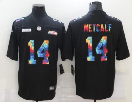 Seattle Seahawks 14 METCALF Black Vapor Untouchable Rainbow Limited Jersey