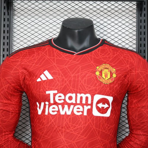 Player Version Long Sleeve Man United Football Shirt 2023-2024 Manchester United Home Soccer Jersey