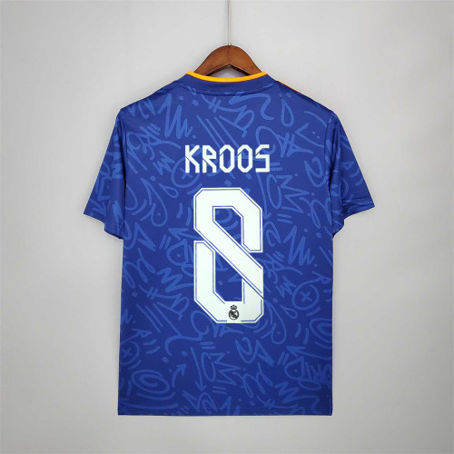 Fans Version 2021-2022 Real Madrid KROOS 8 Away Blue Soccer Jersey