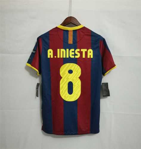 with Front Patch+UCL Patch Retro Jersey 2010-2011 Barcelona A.INIESTA 8 Home Soccer Jersey