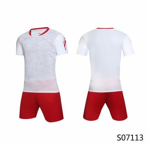 S0107113 White Soccer Training Jersey and Shorts with any custom team logo