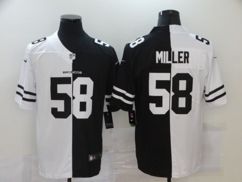 Denver Broncos 58 MILLER Black And White Split Vapor Untouchable Limited Jersey