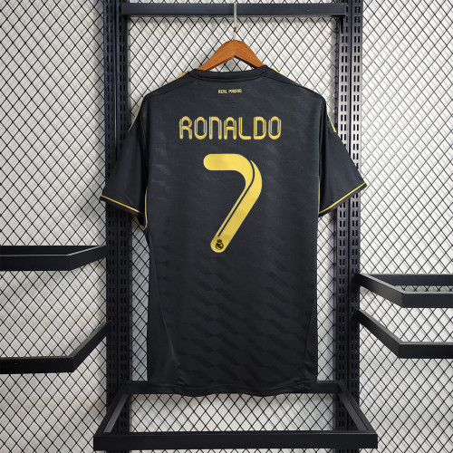 with UCL Patches Retro Jersey 2011-2012 Real Madrid RONALDO 7 Away Black Soccer Jersey