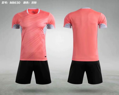 M8630 Light Pink  Tracking Suit Adult Uniform Soccer Jersey Shorts