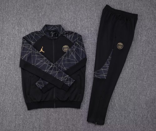 2023-2024 PSG Black Soccer Jacket and Pants