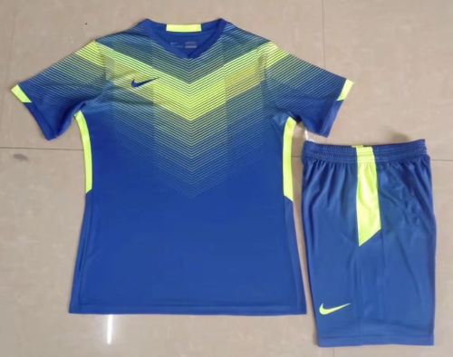 NK001 Blue Soccer Uniform DIY Custom Blank Jersey Shorts