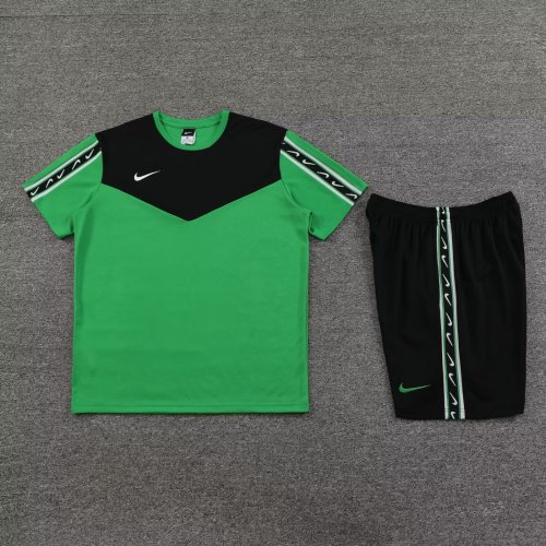 DIY Custom Blank Uniforms Black/Green Soccer Training Jersey Shorts