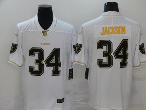 Oakland Raiders 34 JACKSON White/Gold NFL Jersey