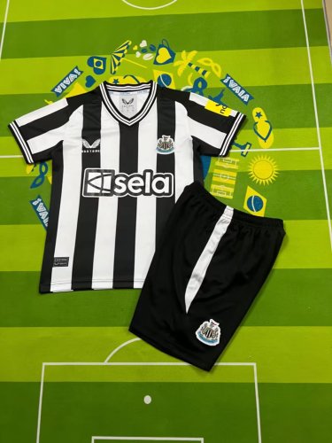 Youth Uniform Kids Kit 2023-2024 Newcastle United Home Soccer Jersey Shorts