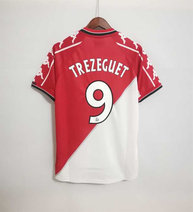 Retro Jersey 1999-2000 AS Monaco TREZEGUET 9 Home Soccer Jersey Vintage Football Shirt
