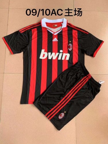 Adult Uniform Retro Jersey 2009-2010 AC Milan Home Soccer Jersey Shorts