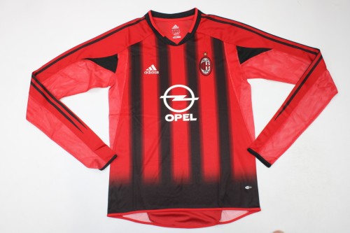 Long Sleeve Retro AC Maillot 2004-2005 AC Milan Home Vintage Soccer Jersey