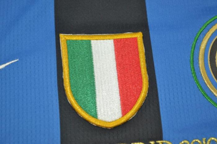with Front Lettering+Scudetto+UCL Patch Retro Jersey Long Sleeve Inter Milan 2009-2010 Home UCL Final Soccer Jersey