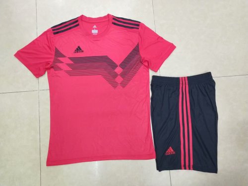 #813 Red Soccer Training Uniform Adult Jersey and Shorts