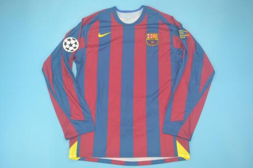with UCL Patch+Sleeve Lettering Retro Jersey Long Sleeve 2005-2006 UCL Final Home Soccer Jersey