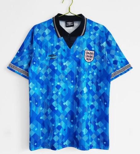Retro Jersey 1990 England Third Away Blue Soccer Jersey Vintage Football Shirt