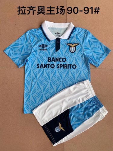 Retro Youth Uniform 1990-1991 Lazio Home Soccer Jersey Shorts