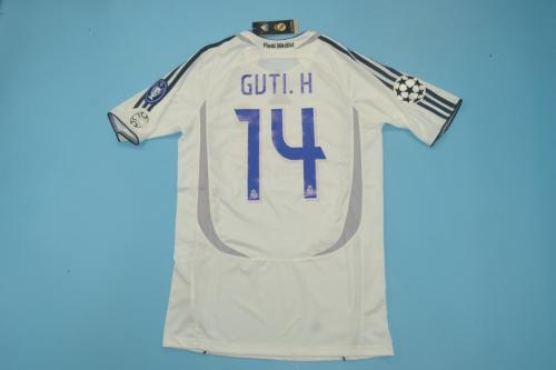 with UCL Patches Retro Jersey 2006-2007 Real Madrid GUTI.H 14 Home Soccer Jersey