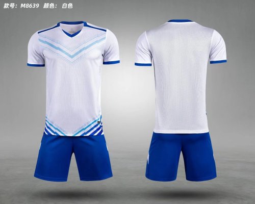 M8639 White Blank Soccer Training Jersey Shorts